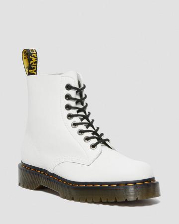 White Women's Dr Martens 1460 Pascal Bex Pisa Leather Lace Up Boots | CA 179HAP